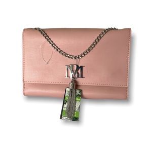 NWT Badgley Mischka Blush Metal Fringe Bag